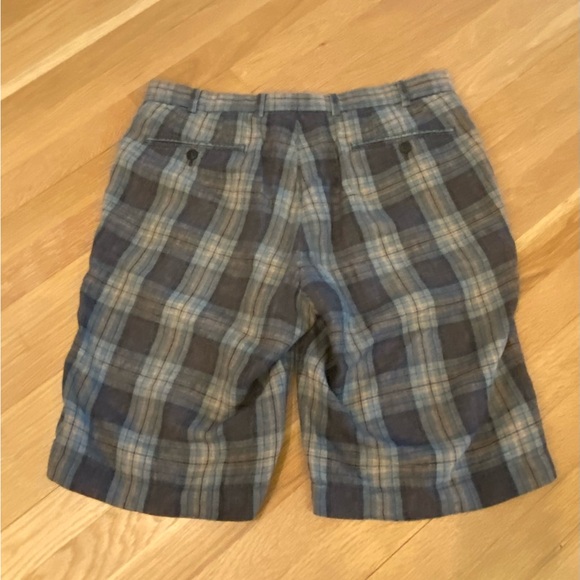 Hiltl Mens Gray Charcoal Tan Plaid Shorts / Flat Front Panel / Size 34 - Picture 5 of 16